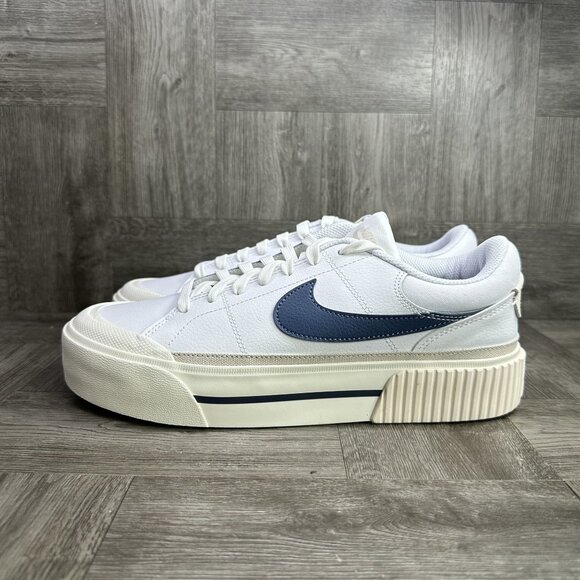 Nike Court Legacy Lift Women's size 9.5 White Blue Causal Shoes DM7590-104 - Picture 2 of 8